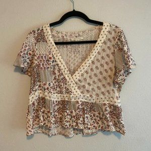 American Eagle Floral Blouse Size M